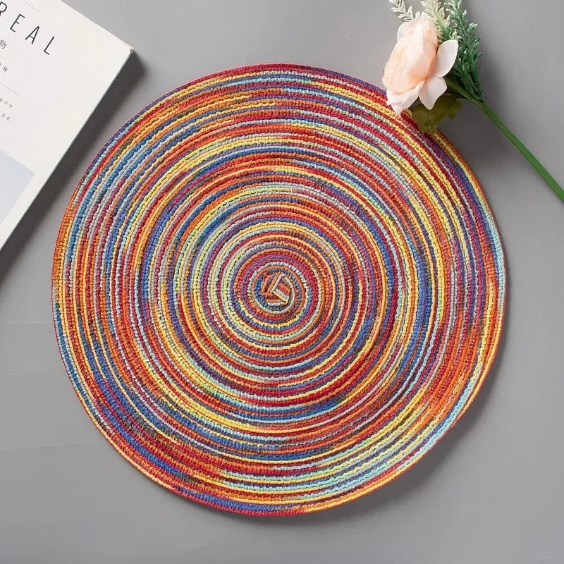 serviettes table multicolores moderne rayures concentriques taille 11cm 18cm 30cm 38cm