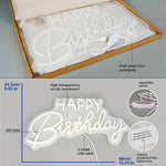 décoration murale néon lumineux HAPPY Birthday transparent moderne câble USB included adjustable switch
