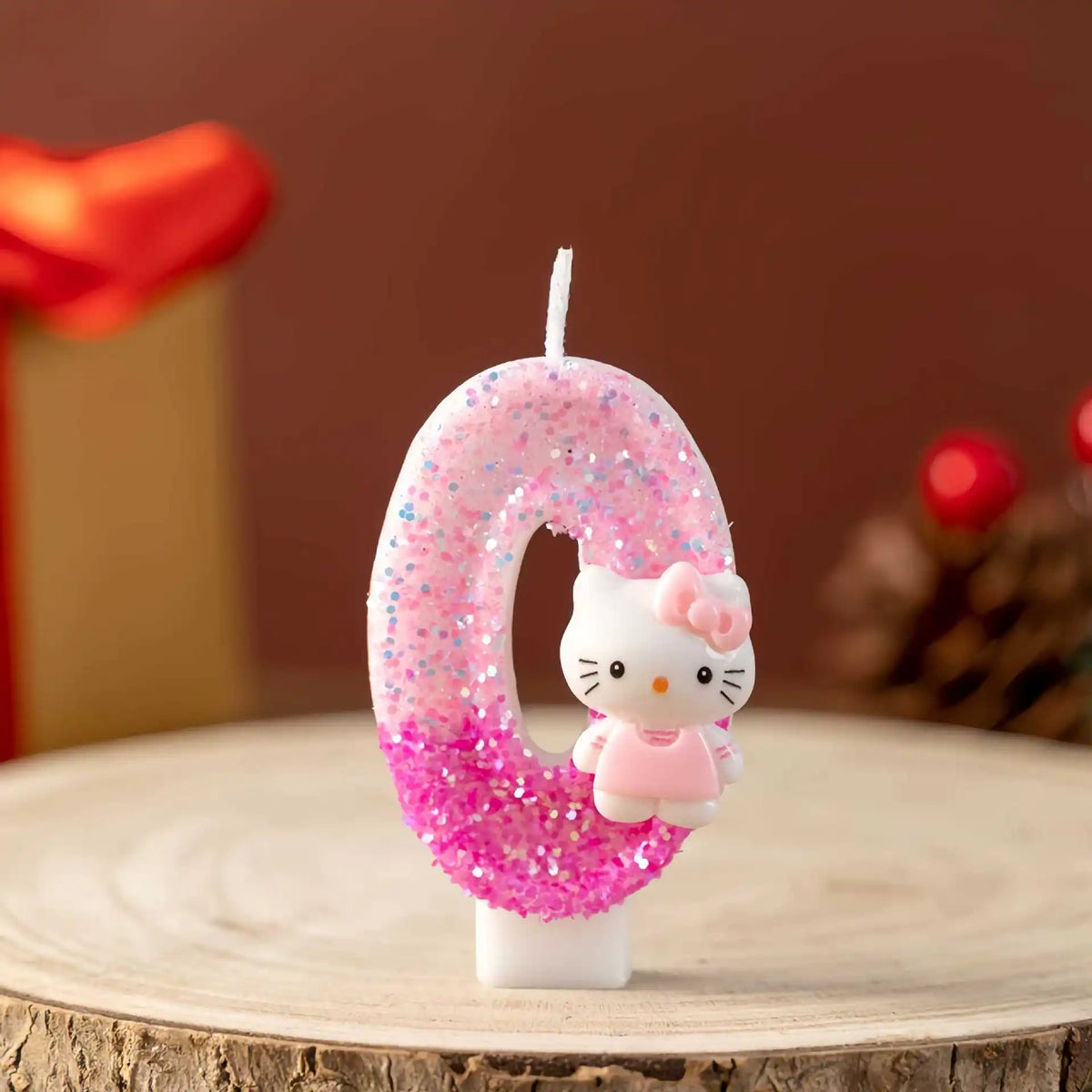 bougies numériques forme chiffres rose pailletées décoratives enfantine hello kitty argentées festive