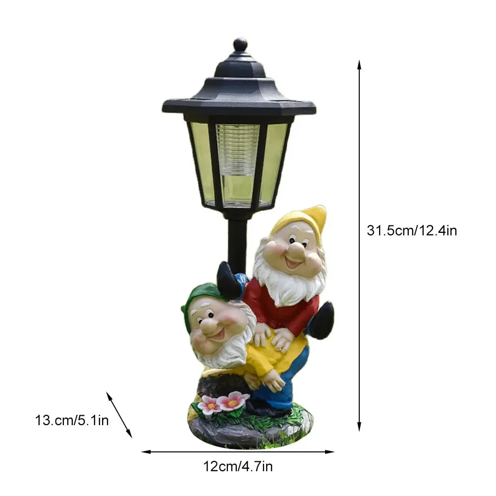 lampe solaire décorative figurines personnages gnomes poules chiens lapinsextérieur jardin decoration couleur