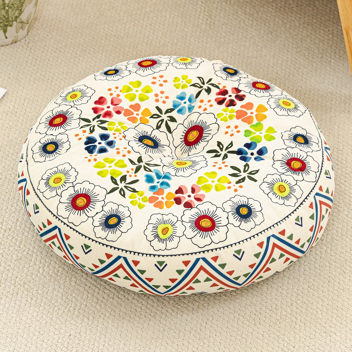 coussin canapé rond antidérapant polyester fleurs motifs géométriques ethnique simple
