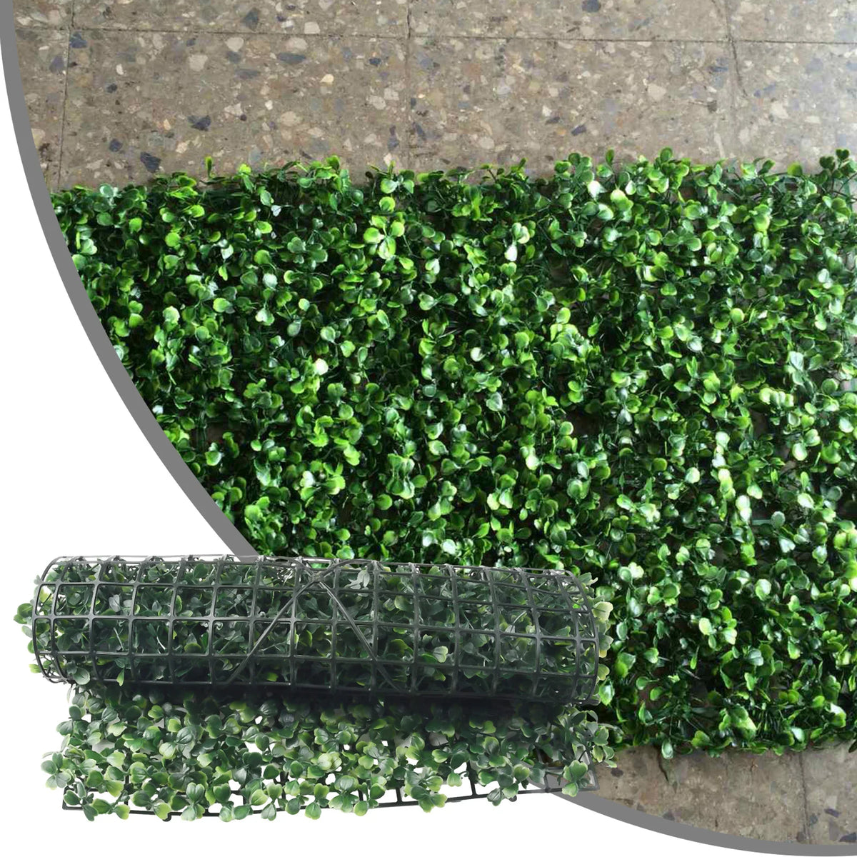 panneau fausse verdure mur végétal artificiel feuilles vertes texture naturelle grille métallique extérieur décoration
