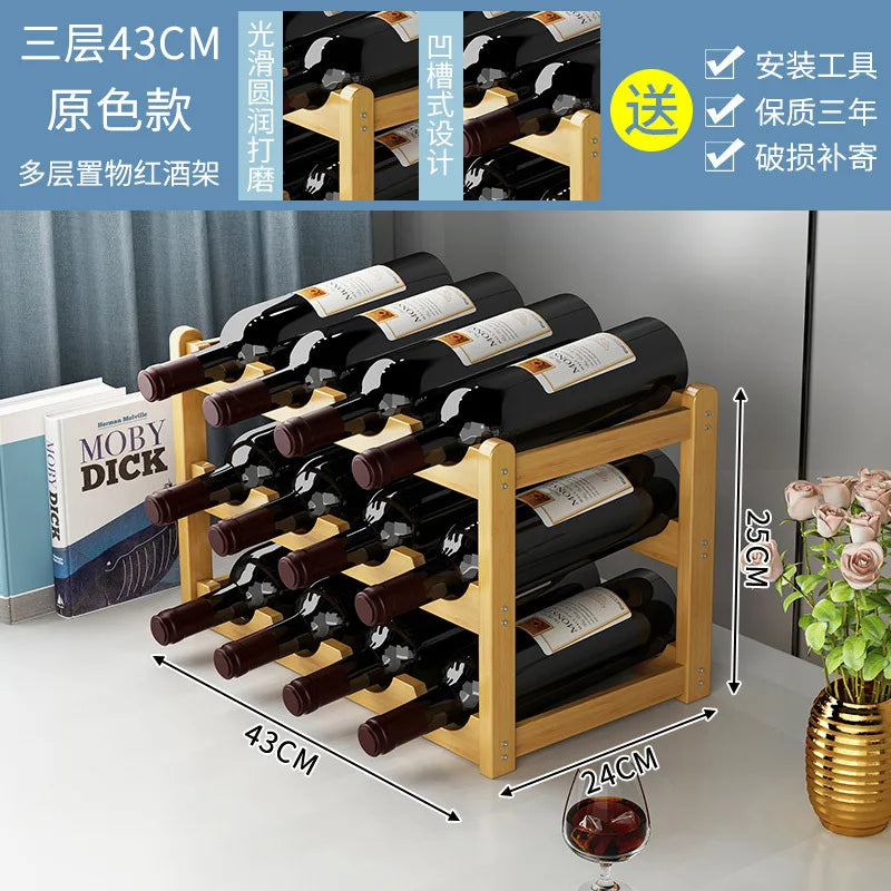 support bouteilles vin bois naturel moderne stable vis fixations 33cm 24cm 15cm respectueux environnement