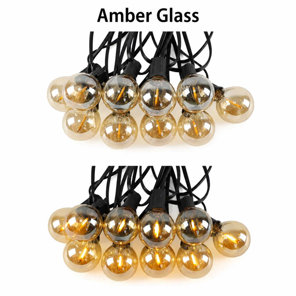 guirlande lumineuse verre vintage ampoules led étanches 220v noir ambre blanc