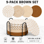 serviettes table main tissée coton beige marron gris motifs différents respectueux environnement set support