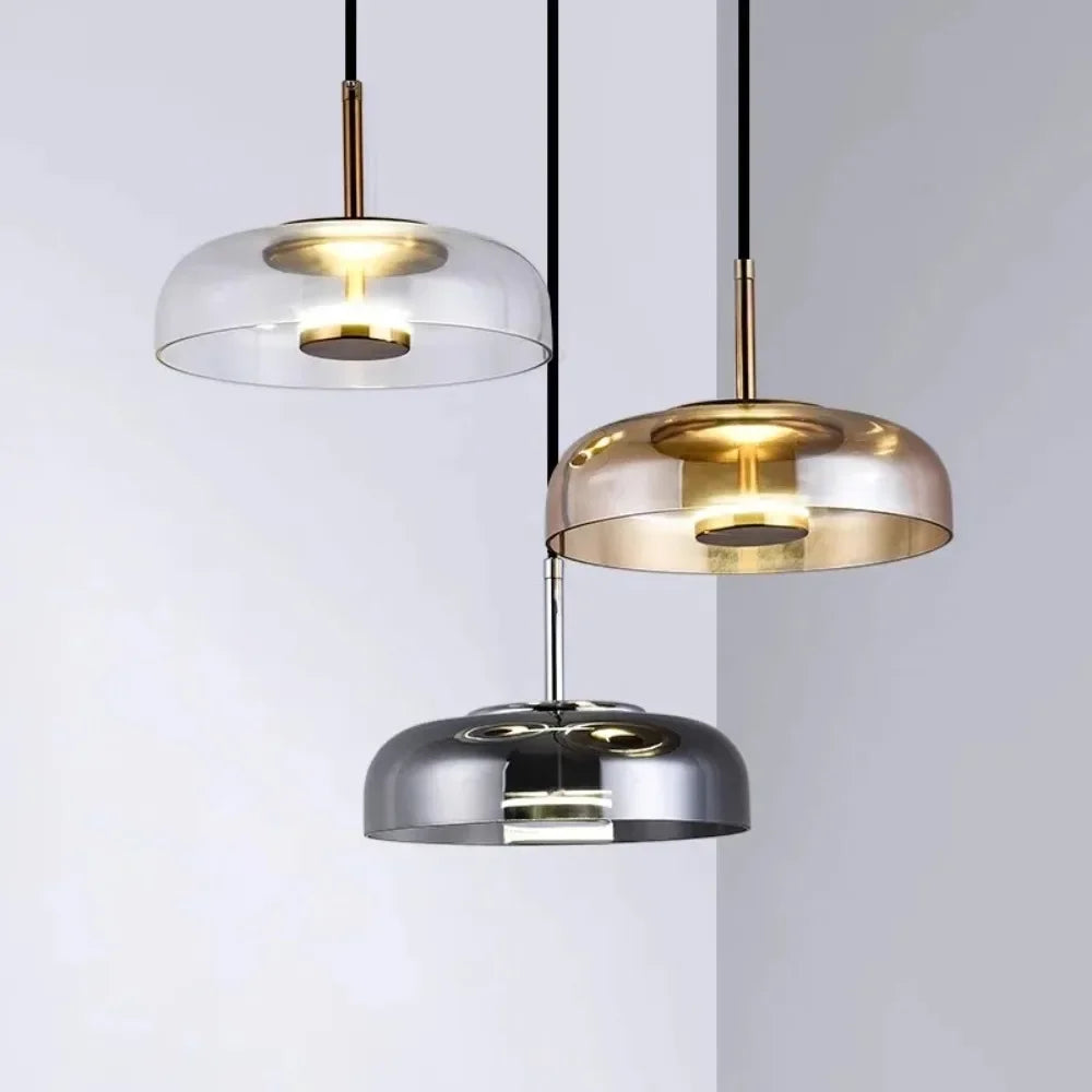 lampe suspendue moderne smoky gris ambre transparent led 90 260v 249 2000lm e27