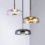 lampe suspendue moderne smoky gris ambre transparent led 90 260v 249 2000lm e27