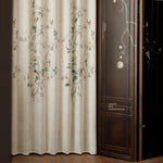 rideau fleur feuilles oiseaux beige translucide chinois moderne fenêtre française
