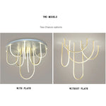 lustre moderne blanc doré courbes élancées contemporain sans plaque télécommande lumière led