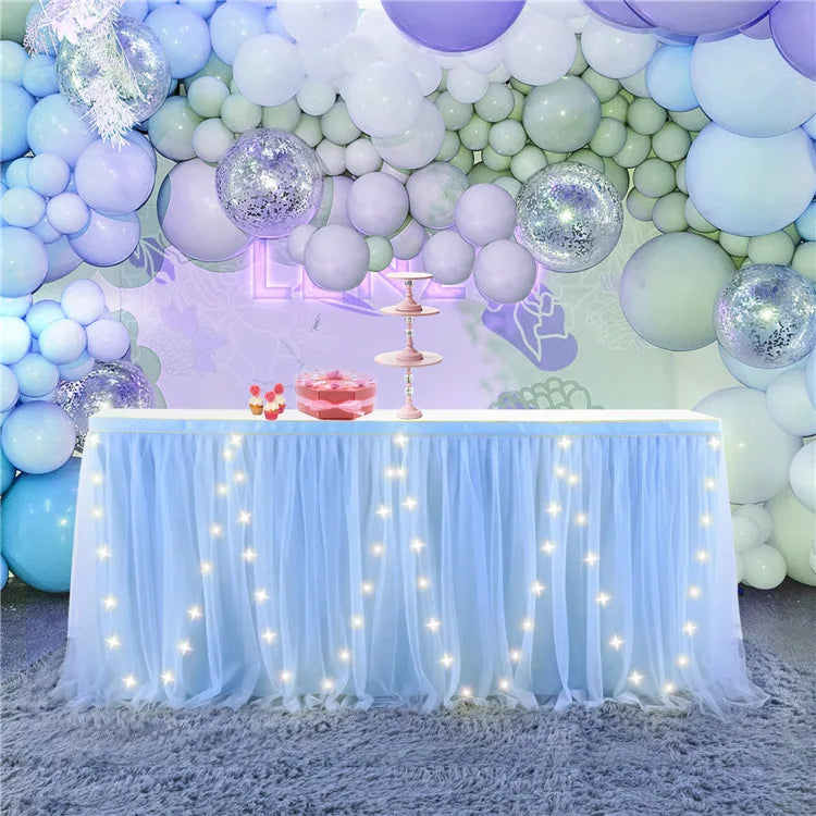 jupe table rose vert pastel bleu pastel rayures horizontales velcro festive