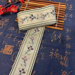 ruban brodé fleur bleu marine beige marron opacité élégant accessoire vestimentaire rideau polyester coton