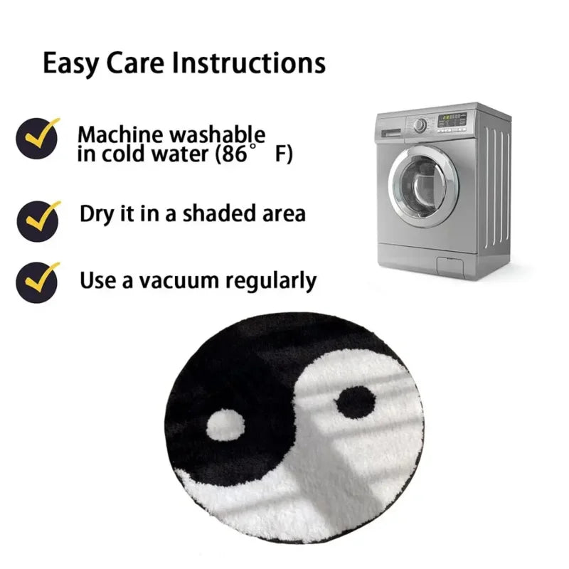 tapis yin yang noir blanc doux moderne minimaliste imperméable antidérapant salon chambre