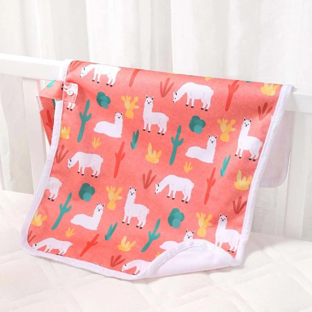 couverture bébé orange lamas cactus moderne facile nettoyer blanc motifs enfants