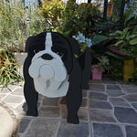 cache pot chien forme cartoon blanc beige marron noir rose vert détails visage plante