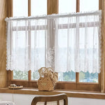 rideau blanc broderie florale transparent classique 100x45cm 100x60cm 140x45cm 140x60cm