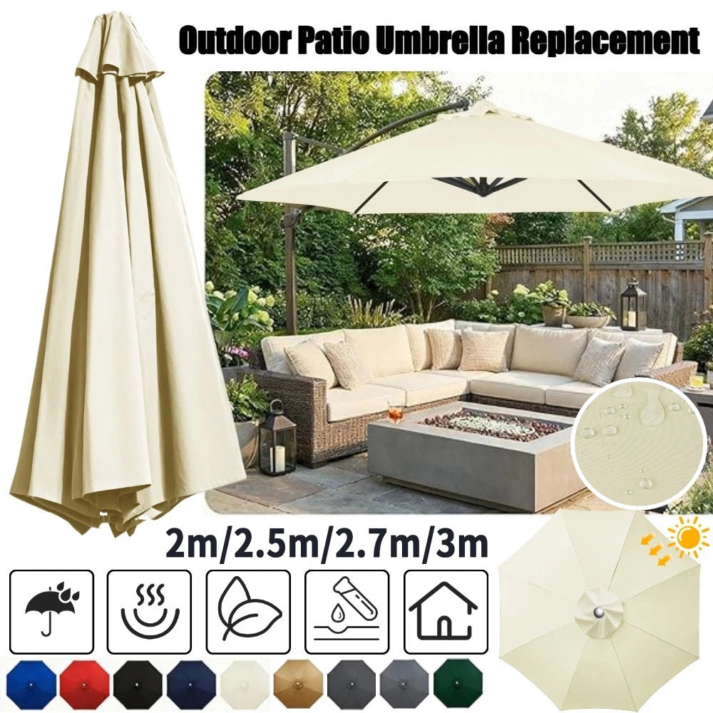 parapluie patio protection beige clair baleines moderne extérieur jardin remplacement toile supérieure