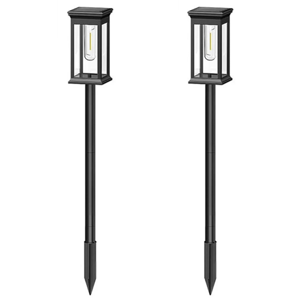 lampe solaire extérieure moderne transparente noire éclairage paysagiste ip65 blanc chaud piquet pack
