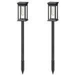 lampe solaire extérieure moderne transparente noire éclairage paysagiste ip65 blanc chaud piquet pack