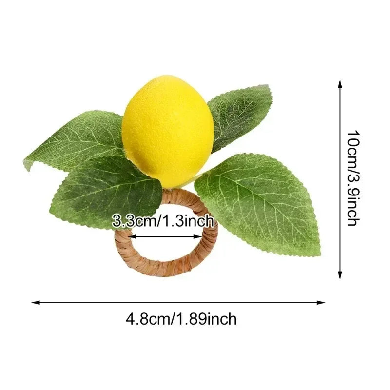 anneau serviettes citron feuilles vertes deco naturelle table occasionnelle festive respectueux environnement pack variante