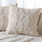 housse coussin moderne motif nœuds blanc bleu doux coton polyester 45x45cm