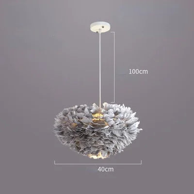 lampe suspendue moderne plumes blanc salon chambre coucher lumière intérieure décoration maison