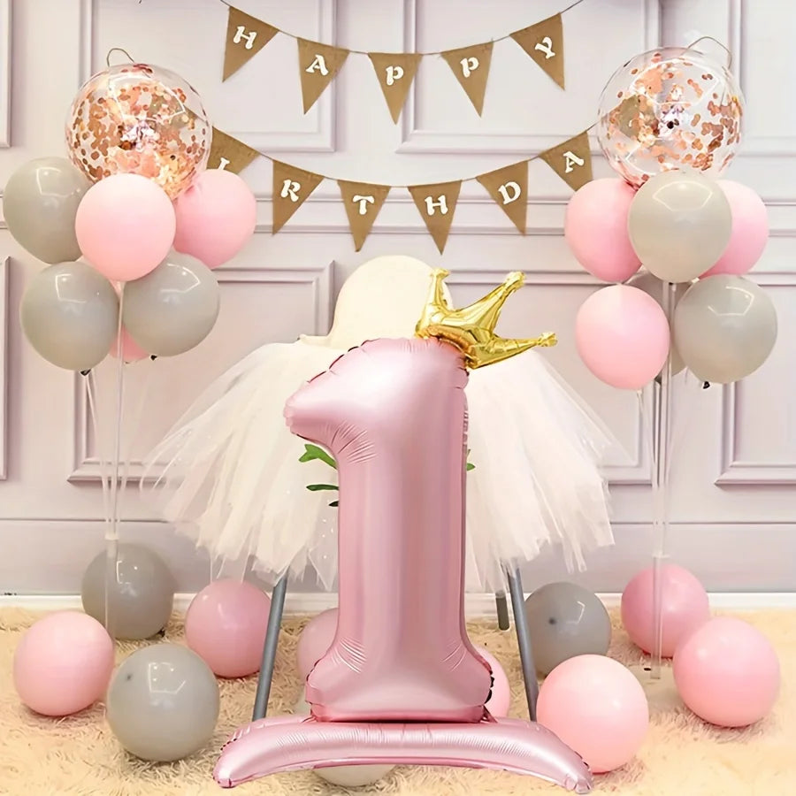 Ballon couronne rose avec fond blanc