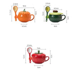 tasses porcelaine céramique motif citrouille texture rugueuse couleur orange verte rouge automnales
