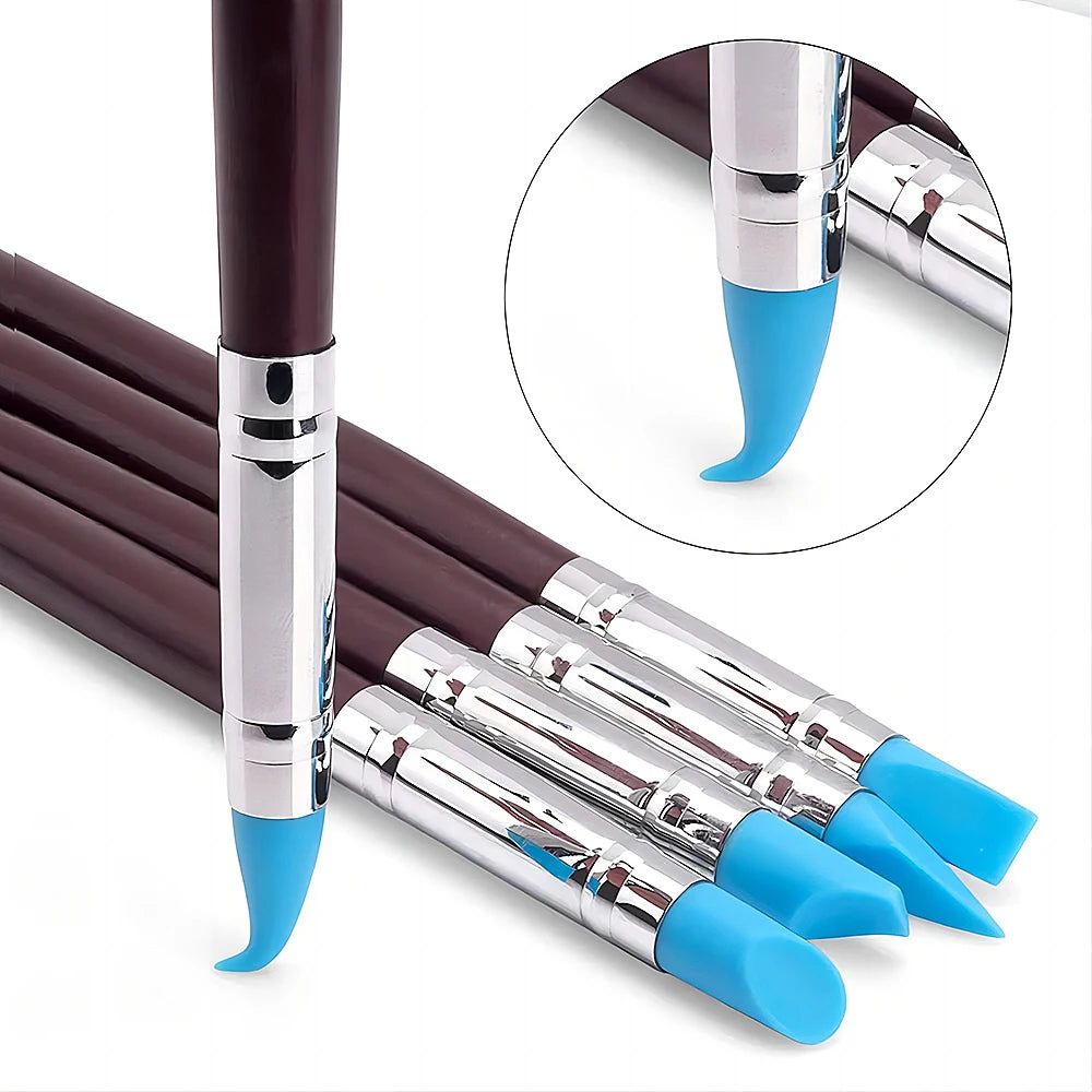 stylos pointe silicone bleu clair brun foncé pointes diverses modernes lisses opaques sculpteur nail