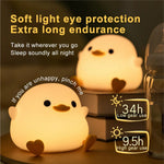 veilleuse canard blanc jaune coeurs moderne enfantine adhésive rechargeable usb tactile