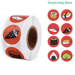 stickers adhésifs sushi cartoon visage couleurs diverses blanc rouge noir vert orange jaune rose