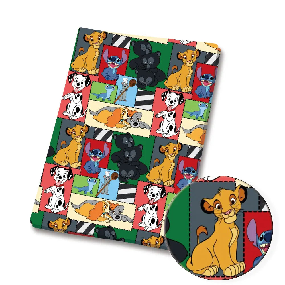 tapis patchwork personnages dessins animés toy story disney princess lion king mickey mouse bleu