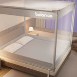 lit baldaquin moustiquaire polyester plié unisexe moderne beige blanc clips chambre enfants bébés