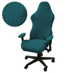Housse chaise jeu polyester jacquard moderne noire carreaux géométriques zip ceinture