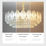 lustre doré cristal suspension salon chambre classique led 80cm adjustable