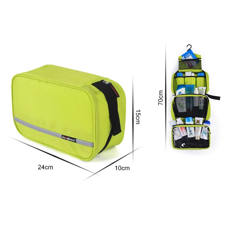 sac cosmétiques vert fluo orange rayures horizontales crochets pochettes reutilisable polyester moderne pratique