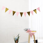 décoration fête mariage anniversaire banderole triangulaire papier or noir festive intérieure ruban triangles métalliques
