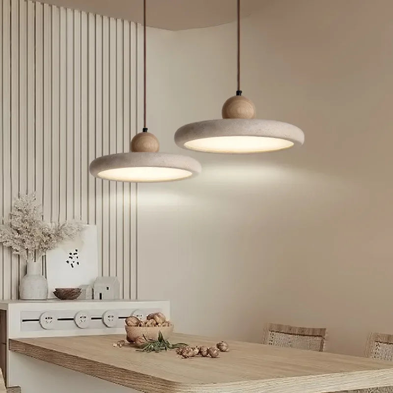 lampe suspendue pierre naturelle gris clair moderne minimaliste 4000K 6000K 3000K chambre salon étude