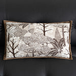 housse coussin marron motif arbre moderne décoration intérieure jacquard polyester 30x50cm 45x45cm fixations
