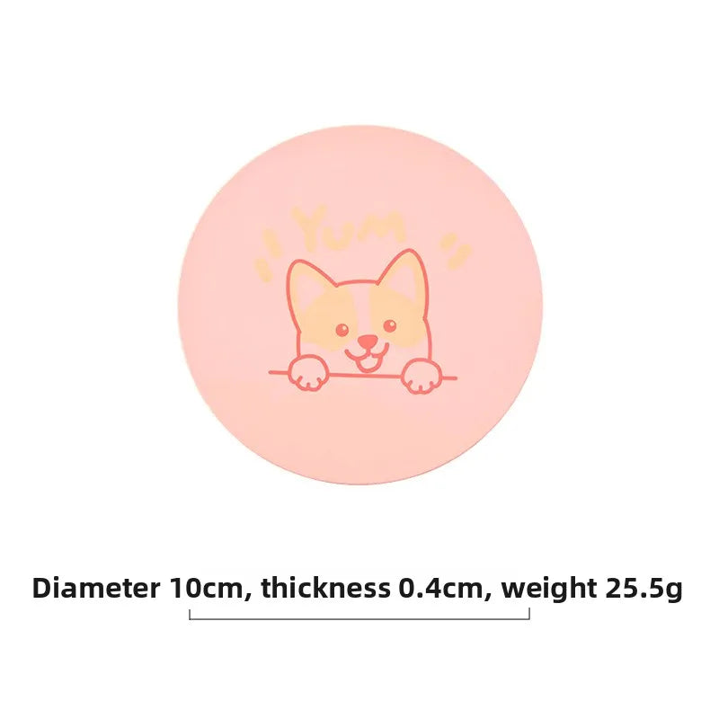 tapis isolant thermique silicone vert violet rose clair motif chien géométrique moderne respectueux environnement