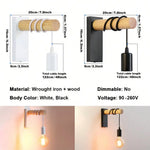 lampe murale bois naturel spirales noires moderne rustique fixée mur entrée chambre étude salon