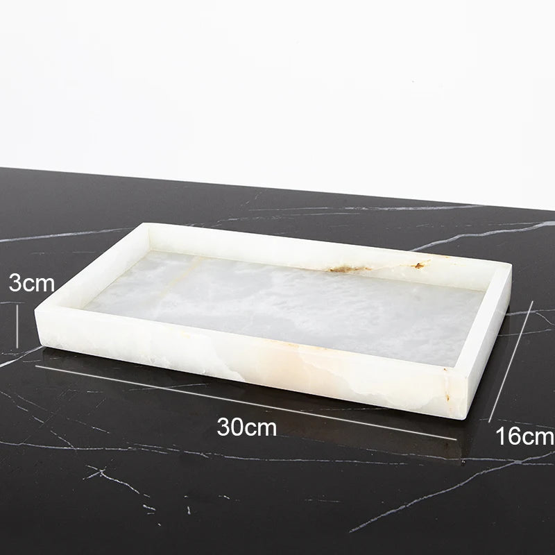 ensemble salle bain marbre onyx blanc distributeur savon porte brosse dents plateau luxe