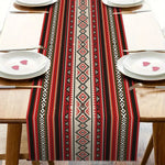 nappe ethnique géométrique rouge noir blanche verte beige table fête polyestrelin opaque semiTransparent traditionnelle