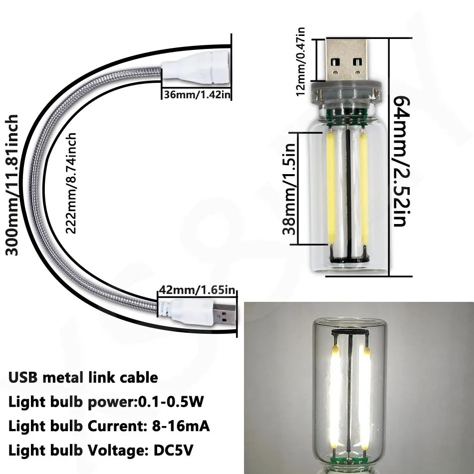 ampoule led usb flexible transparente moderne décoration intérieure multiple couleurs adaptable lumière nocturne rechargeable