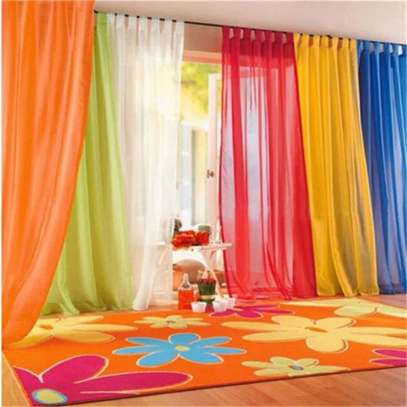 rideaux voilage couleur orange vert blanc decoratif translucide tringle maison moderne