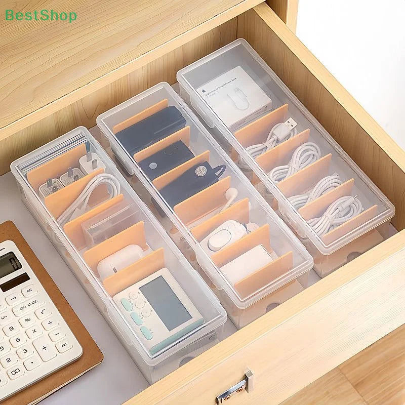 boîte rangement transparente cartes collection modifiables modernes organisateur électroniques câbles gọn lại: