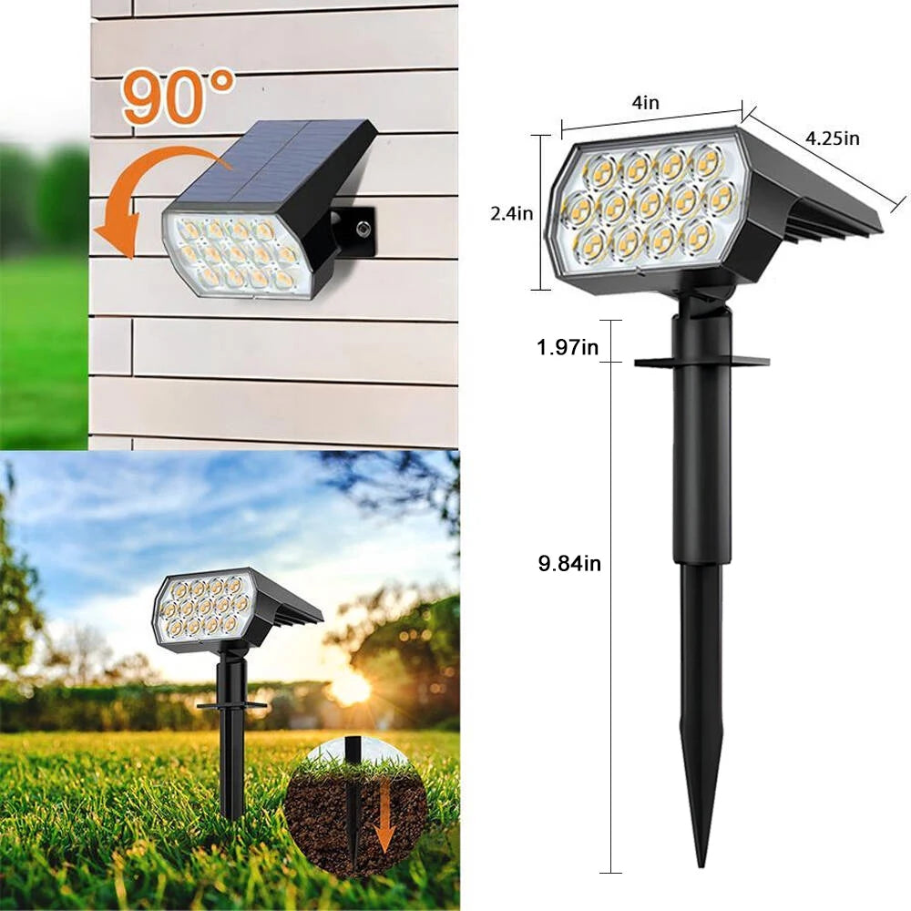 spots solaires led jardin extérieur 52 leds ip65 moderne jaune noir minimaliste