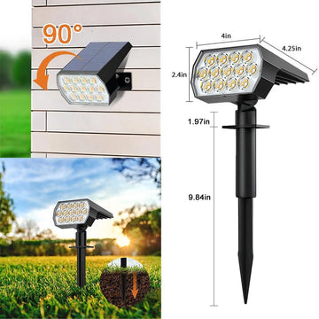 spots solaires led jardin extérieur 52 leds ip65 moderne jaune noir minimaliste