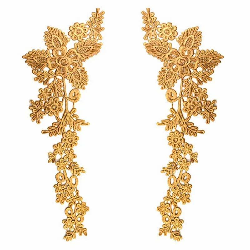 appliques decoratives brodees or rouge vert bleuclair floral polyester mariage