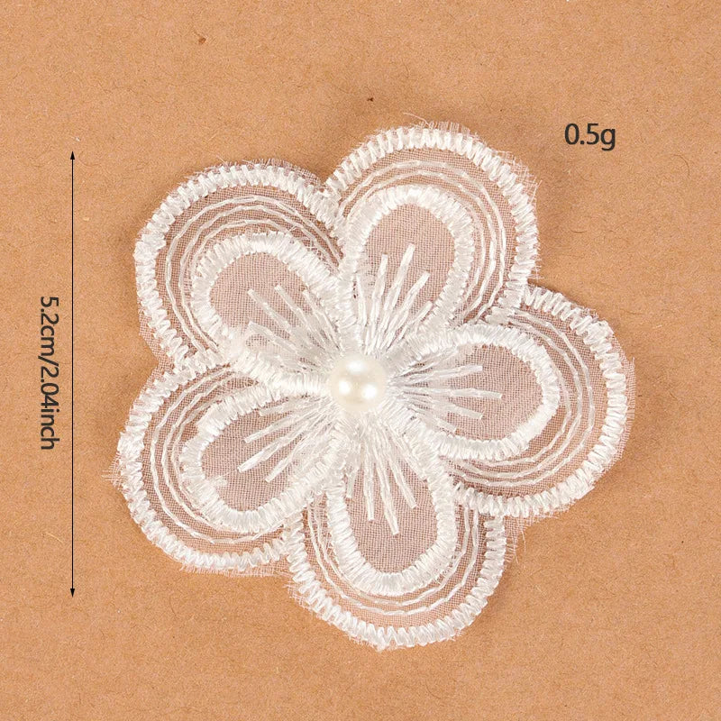 appliques decoratives dentelle blanche fleurs papillons broderie fine mariage decoration 20 pieces translucent