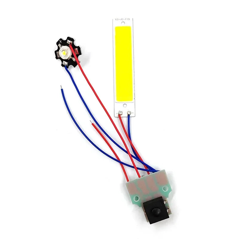 composant électronique led blanc jaune noir bleu vert interrupteur batterie câbles plaque support bricolage